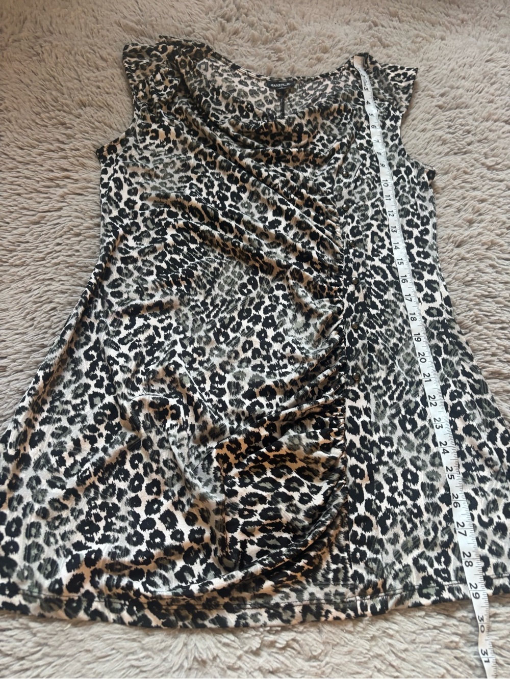 Allen B. By Allen Schwartz Black and Cream Leopard Print Drape Neck Tank - Picture 7 of 7
